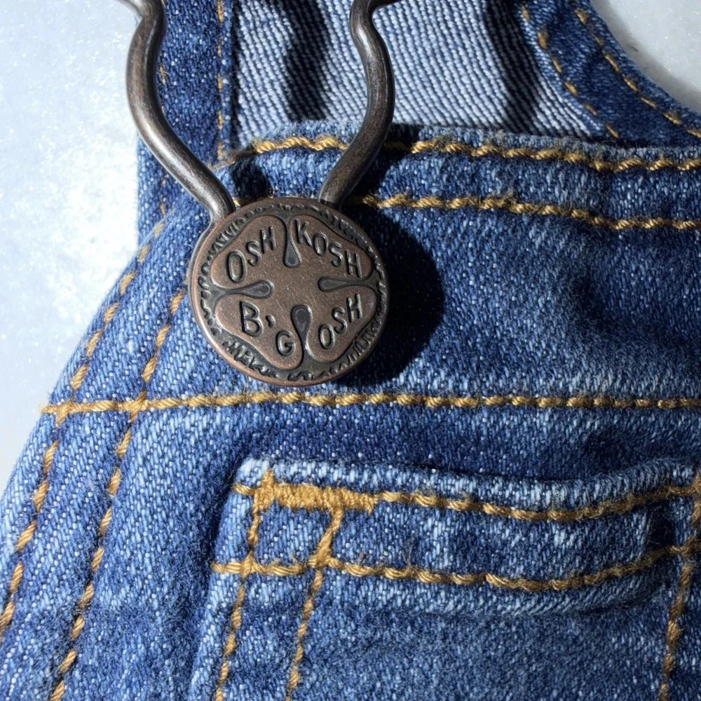 Infant Oshkosh B Gosh Denim Overalls Size 12 Months Bibs Country‎ Outdoor Snap
